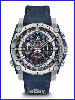 Bulova Men's 98B315 Precisionist Chronograph Blue Rubber Strap 46mm Watch