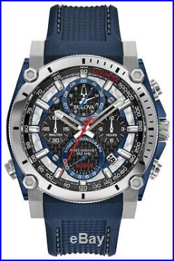 Bulova Precisionist Men's 98B315 Chronograph Blue Silicone Strap 46mm Watch