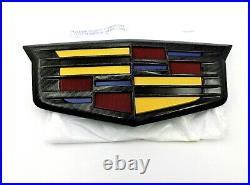 Cadillac Escalade Black Carbon Fiber Front Grille Emblem 16-19 Genuine GM OEM