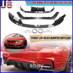Carbon Fiber Black Bumper Diffuser Lip Spoiler Splitter For 15-20 F80 M3 F82 M4