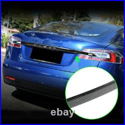 Carbon Fiber Black Rear Trunk Lid Decoration Trim For Tesla Model S 2015-2019