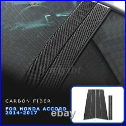 Carbon Fiber Car Central Pillar Cover Trim Sticker For Honda Accord 2014-2017