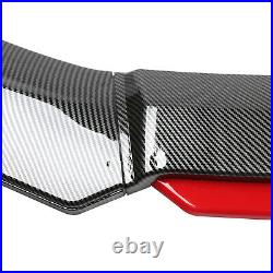 Carbon Fiber Car Front Bumper Lip Chin Spoiler Splitter Body Kit+Strut Rods(BLK)