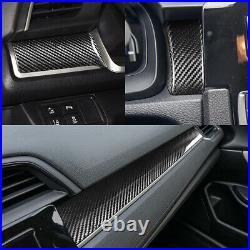 Carbon Fiber Car Interior Dashboard Console Trim Cover For Honda Civic 2016-2020