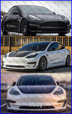Carbon Fiber Front Bumper Fog Light Garnish Trim Cover For 2017-23 Tesla Model 3