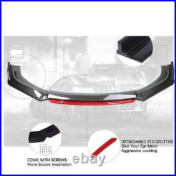 Carbon Fiber Front Bumper Lip Splitter Spoiler + Red Strut Rods For Scion FRS TC