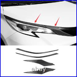Carbon Fiber Front Car Headlight Eyebrow Cover Trim For Toyota Sienna 2021 2022