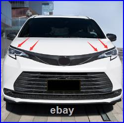 Carbon Fiber Front Car Headlight Eyebrow Cover Trim For Toyota Sienna 2021 2022