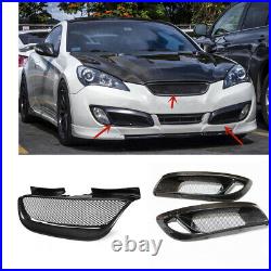 Carbon Fiber Front Grill+Fog Light Cover For Hyundai Genesis Coupe 2008-2012 HA