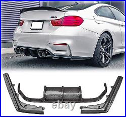 Carbon Fiber Rear Bumper Diffuser Lip Fits For BMW F80 M3 F82 M4 V Style 2014-20