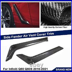 Carbon Fiber Side Fender Air Vent Cover Kit For Infiniti Q60 Q60S 2016-2021 BLK