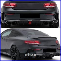 Carbon Fiber Style Rear Diffuser+Tailpipes For Benz C205 Coupe AMG Sport 2015-18