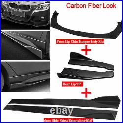 Carbon Fiber Universal Car Front Bumper Lip+86.6side skirts+Splitter Spoiler US