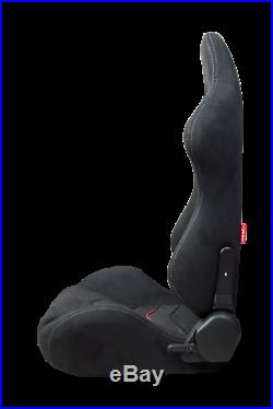 Cipher Black Microsuede withRed Piping+Carbon Fiber Print Racing Seats PAIR