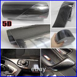DIY Car Black 5D Glossy Mirror Carbon Fiber Vinyl Tape Wrap Sticker Decal AB