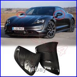 Dry carbon Fiber Rear View Side Mirror Cover 2PCS Fit For Porsche Taycan 19-2022