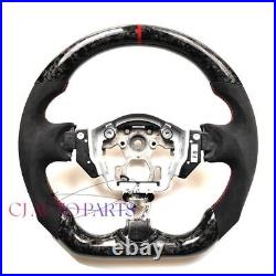 FORGED CARBON FIBER Steering Wheel FOR NISSAN 370Z NISMO BLACK SUEDE RED ACCENT