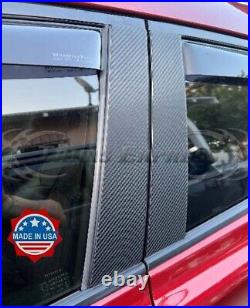 Fit2019-2024 Dodge Ram Crew Cab Pillar Post Trim Cover Carbon Fiber Black