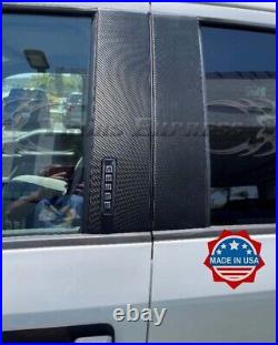Fit2023-2024 Ford F-150 Crew Cab withP Pillar Post Trim Cover Carbon Fiber Black