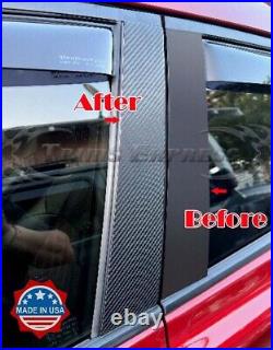 Fit 2004-2008 Acura TSX Stainless Pillar Post Trim Cover Carbon Fiber Black 6Pc