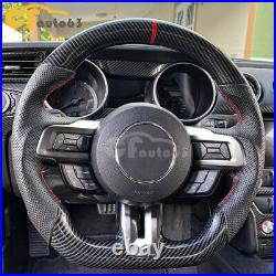 Fit For 2015-2017 Ford Mustang GT HYDRO DIP Carbon Fiber Steering Wheel Red Line