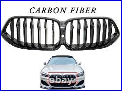 Fits 2019-2023 BMW 8-Series Front Bumper Upper Grille Carbon Fiber Black