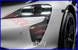 Fits For Porsche Taycan 2020-24 Real Carbon Fiber Front Headlights Vent Air Trim