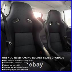 Fits Passenger Side Black/Blue PVC Carbon Fiber Look Sport Racing Seat+Sliders