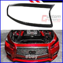 For2014-2017 Infiniti Q50 S Carbon Fiber Front Grill Outline Trim Cover Overlay