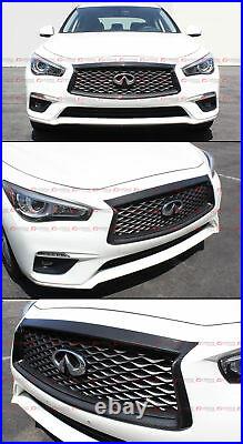 For2018-2022 Infiniti Q50 Carbon Fiber Front Grill Outline Trim Cover Overlay