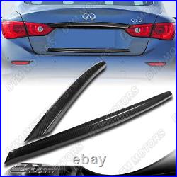 For 14-17 Infiniti Q50 Real Carbon Fiber Rear Trunk Plate Trim Cover Molding 2pc