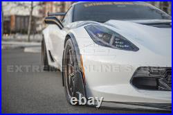 For 14-19 Corvette C7 Carbon Fiber Print Front Wheel Molding Fender Flare Pair