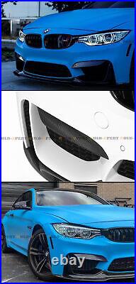 For 15-19 Bmw M3 M4 Carbon Fiber Bumper Upper Vent Cover+ Lower Add-on Splitters