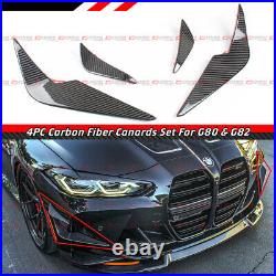 For 2021-2023 BMW G80 M3 G82 G83 M4 Carbon Fiber Bumper Aero Winglet Canard Fins