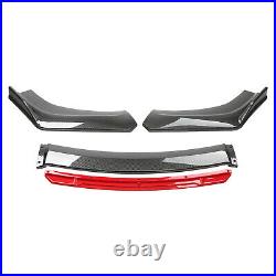 For Audi A4 A5 Carbon Fiber &Red Front Bumper Lip Splitter Spoiler + Strut Rods