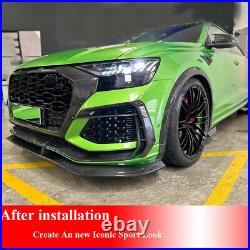 For Audi RSQ8 RS Q8 2020UP REAL CARBON Front Bumper Fins Splitter Air Vent Cover
