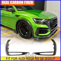 For Audi RSQ8 RS Q8 20+ REAL CARBON Fiber Front Bumper Fins Splitter Vent Cover
