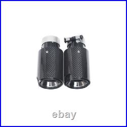 For BMW M Performance Universal Pipes 2.48 Exhaust Tip 2PCS Glossy Carbon Fiber