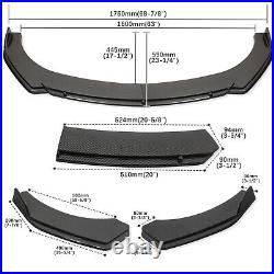 For Infiniti Q60 Carbon Fiber Front Bumper Lip Splitter + Side Skirts +Strut Rod