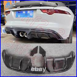 For Jaguar F-TYPE 2014-2021 Real Carbon Fiber Rear Bumper Diffuser Lip Spoiler