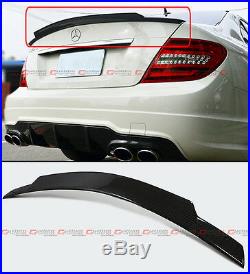 For Mercedes Benz W204 C250 C300 C63 Carbon Fiber High Kick Trunk Spoiler Wing