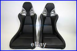 For Porsche 997 Style GT3 2 PAIR Seats Black Leather Carbon Fiber GT2 RS Turbo