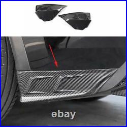For Tesla Model Y 2020-22 Carbon Fiber Rear Bumper Lip Chin Spoiler Splitter 2pc