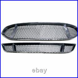 Front Bumper Upper + Lower Carbon Fiber Grille For Ford Mondeo Fusion 2013-2016