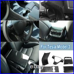 Full Set Carbon Fiber Pattern Car Interior Trim Cover Sicker For Tesla Model 3
