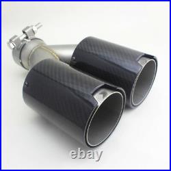 Glossy Carbon Fiber SUV Exhaust Pipe Muffler Dual End Tips Fit For Car 65mm-91mm