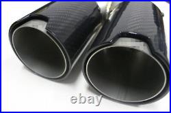 Glossy Carbon Fiber SUV Exhaust Pipe Muffler Dual End Tips Fit For Car 65mm-91mm