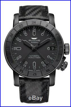 Glycine GL0170 Men's Airman 46 GMT Automatic 46mm Black PVD Watch