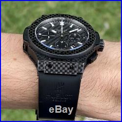 Hublot Big Bang Carbon Fiber 44mm Men's Automatic Chronograph Watch Black Rubber