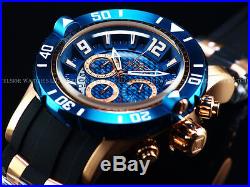 Invicta Men 50mm Pro Diver Blue Carbon Fiber Dial Chrono 18K Rose Gold SS Watch